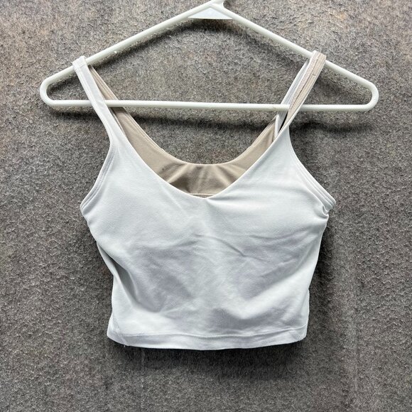 Lululemon Align Bra Womens 2 White Beige Nulu V Neck Crop Athletic Fit - Picture 1 of 10
